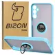 Etui z uchwytem na palec Bizon Case Hybrid Ring do Samsung Galaxy M14 5G przydymione z jasnoniebieską ramką