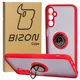 Etui z uchwytem na palec Bizon Case Hybrid Ring do Samsung Galaxy M14 5G przydymione z czerwoną ramką