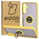 Etui z uchwytem na palec Bizon Case Hybrid Ring do Samsung Galaxy M14 5G przydymione z żółtą ramką