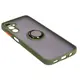 Etui z uchwytem na palec Bizon Case Hybrid Ring do Samsung Galaxy M14 5G przydymione z zieloną ramką