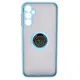 Etui z uchwytem na palec Bizon Case Hybrid Ring do Samsung Galaxy M14 5G przydymione z jasnoniebieską ramką