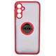 Etui z uchwytem na palec Bizon Case Hybrid Ring do Samsung Galaxy M14 5G przydymione z czerwoną ramką
