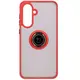 Etui z uchwytem na palec Bizon Case Hybrid Ring do Samsung Galaxy A36 5G / A56 5G przydymione z czerwoną ramką