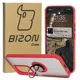 Etui z uchwytem na palec Bizon Case Hybrid Ring do Honor 200 Lite przydymione z czerwoną ramką