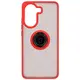 Etui z uchwytem na palec Bizon Case Hybrid Ring do Xiaomi Poco X7 Pro przydymione z czerwoną ramką