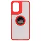 Etui z uchwytem na palec Bizon Case Hybrid Ring do Motorola Moto G05 / E15 przydymione z czerwoną ramką