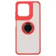 Etui z uchwytem na palec Bizon Case Hybrid Ring do Motorola Moto G15 / G15 Power przydymione z czerwoną ramką
