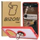 Etui z uchwytem na palec Bizon Case Hybrid Ring do Honor Magic7 Lite przydymione z czerwoną ramką