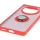 Etui z uchwytem na palec Bizon Case Hybrid Ring do Honor Magic7 Lite przydymione z czerwoną ramką