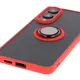 Etui z uchwytem na palec Bizon Case Hybrid Ring do Samsung Galaxy S25 Edge przydymione z czerwoną ramką