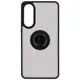 Etui z uchwytem na palec Bizon Case Hybrid Ring do Samsung Galaxy S25 Edge przydymione z czarną ramką