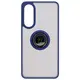 Etui z uchwytem na palec Bizon Case Hybrid Ring do Samsung Galaxy S25 Edge przydymione z granatową ramką