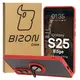 Etui z uchwytem na palec Bizon Case Hybrid Ring do Samsung Galaxy S25 Edge przydymione z czerwoną ramką