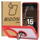 Etui z uchwytem na palec Bizon Case Hybrid Ring do Xiaomi 15 Ultra przydymione z czerwoną ramką