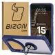 Etui z uchwytem na palec Bizon Case Hybrid Ring do Xiaomi 15 Ultra przydymione z granatową ramką