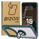 Etui z uchwytem na palec Bizon Case Hybrid Ring do Xiaomi 15 Ultra przydymione z ciemnozieloną ramką