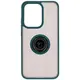 Etui z uchwytem na palec Bizon Case Hybrid Ring do Oppo Reno13 przydymione z ciemnozieloną ramką