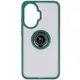 Etui z uchwytem na palec Bizon Case Hybrid Ring do Xiaomi POCO F7 przydymione z ciemnozieloną ramką