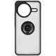 Etui z uchwytem na palec Bizon Case Hybrid Ring do Xiaomi POCO F7 Pro przydymione z czarną ramką