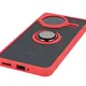 Etui z uchwytem na palec Bizon Case Hybrid Ring do Xiaomi POCO F7 Pro przydymione z czerwoną ramką