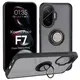 Etui z uchwytem na palec Bizon Case Hybrid Ring do Xiaomi POCO F7 przydymione z czarną ramką