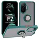 Etui z uchwytem na palec Bizon Case Hybrid Ring do Xiaomi POCO F7 przydymione z ciemnozieloną ramką