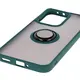 Etui z uchwytem na palec Bizon Case Hybrid Ring do Oppo Reno13 przydymione z ciemnozieloną ramką