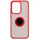Etui z uchwytem na palec Bizon Case Hybrid Ring do Oppo Reno13 przydymione z czerwoną ramką