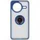 Etui z uchwytem na palec Bizon Case Hybrid Ring do Xiaomi POCO F7 Pro przydymione z granatową ramką
