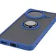 Etui z uchwytem na palec Bizon Case Hybrid Ring do Xiaomi POCO F7 Pro przydymione z granatową ramką
