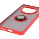 Etui z uchwytem na palec Bizon Case Hybrid Ring do Realme 14 Pro 5G przydymione z czerwoną ramką
