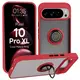 Etui z uchwytem na palec Bizon Case Hybrid Ring do Google Pixel 10 Pro XL przydymione z czerwoną ramką