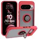 Etui z uchwytem na palec Bizon Case Hybrid Ring do Google Pixel 10 / 10 Pro przydymione z czerwoną ramką