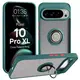 Etui z uchwytem na palec Bizon Case Hybrid Ring do Google Pixel 10 Pro XL przydymione z ciemnozieloną ramką