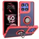 Etui z uchwytem na palec Bizon Case Hybrid Ring do Motorola Edge 60 Pro przydymione z czerwoną ramką