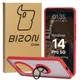 Etui z uchwytem na palec Bizon Case Hybrid Ring do Realme 14 Pro 5G przydymione z czerwoną ramką