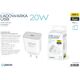 Ładowarka sieciowa 230V PLATINET 1xUSB-A + 1xUSB-C 20W biała (46000)