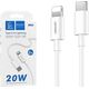Kabel USB Vega DENMEN KABEL USB PD TYP-C - LIGHTNING 20W 3,6A WZMACNINANY BIAŁY 2M D65>