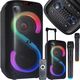 Głośnik bluetooth LTC RGB 2x8`` 400W, 2 mikrofony i pilot USB/SD/AUX/FM 7200mAh