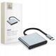 Adapter Tech-Protect HB08 HUB 4in1 USB-C, USB-A 2.0, 2xHDMI 4K 60Hz Space Grey