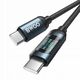 BWOO kabel Pleciony USB-C - USB-C 1m 60W z animowanym podświetleniem, czarny