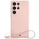 Silikonowe etui z pierścieniem magnetycznym Bizon Case Silicone Magnetic do Samsung Galaxy S25 Ultra jasnoróżowe