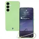 Silikonowe etui z pierścieniem magnetycznym Bizon Case Silicone Magnetic do Samsung Galaxy S25+ Plus / S24+ Plus jasnozielone