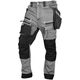 Spodnie robocze DENIM, wzmocnienia Cordura, odpinane kieszenie kaburowe, szare, rozmiar S