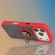 Etui z uchwytem na palec Bizon Case Hybrid Ring do Apple iPhone 17 Pro przydymione z czerwoną ramką