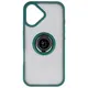 Etui z uchwytem na palec Bizon Case Hybrid Ring do Apple iPhone 17 przydymione z ciemnozieloną ramką