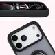 Etui z uchwytem na palec Bizon Case Hybrid Ring do Apple iPhone 17 Pro Max przydymione z czarną ramką