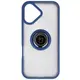 Etui z uchwytem na palec Bizon Case Hybrid Ring do Apple iPhone 17 przydymione z granatową ramką