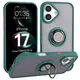 Etui z uchwytem na palec Bizon Case Hybrid Ring do Apple iPhone 17 przydymione z ciemnozieloną ramką