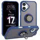 Etui z uchwytem na palec Bizon Case Hybrid Ring do Apple iPhone 17 przydymione z granatową ramką